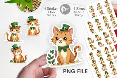 Cat St. Patrick Sticker Sublimation artnoy 