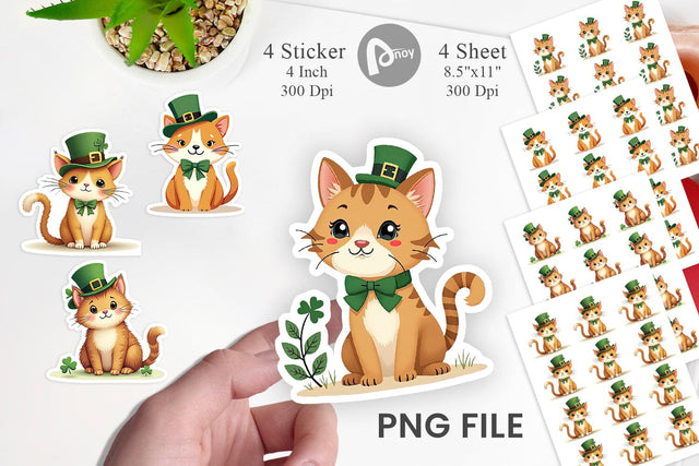 Cat St. Patrick Sticker Sublimation artnoy 
