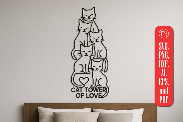 Cat Stack Welcome Sign – Laser Cut Metal Wall Decor SVG MD JOYNAL ABDIN 