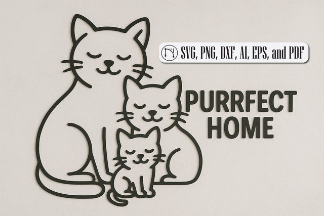 Cat Stack Welcome Sign – Laser Cut Metal Wall Decor SVG MD JOYNAL ABDIN 