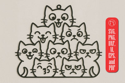 Cat Stack Welcome Sign – Laser Cut Metal Wall Decor SVG MD JOYNAL ABDIN 