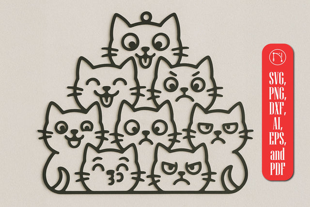 Cat Stack Welcome Sign – Laser Cut Metal Wall Decor SVG MD JOYNAL ABDIN 