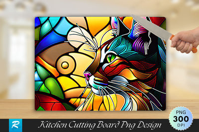 Cat Stained Glass Cutting Board Sublimation Regulrcrative 