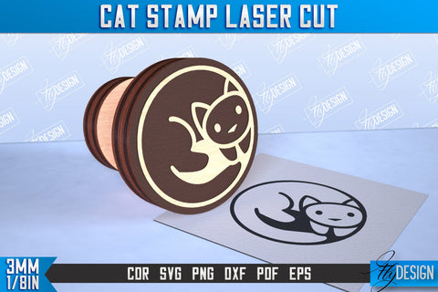 Cat Stamp Laser Cut Bundle | Teacher’s Stamp | Wooden Stamp | Children's Design | CNC File SVG Fly Design 