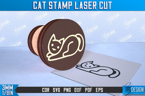 Cat Stamp Laser Cut Bundle | Teacher’s Stamp | Wooden Stamp | Children's Design | CNC File SVG Fly Design 