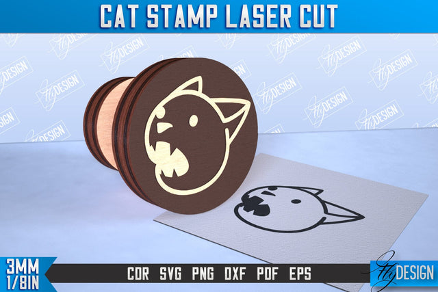 Cat Stamp Laser Cut | Teacher’s Stamp | Wooden Stamp | Children's Design | CNC File SVG Fly Design 