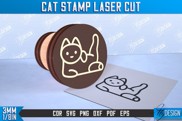 Cat Stamp Laser Cut | Teacher’s Stamp | Wooden Stamp | Children's Design | CNC File SVG Fly Design 