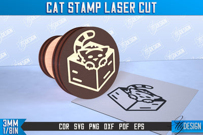 Cat Stamp Laser Cut | Teacher’s Stamp | Wooden Stamp | Children's Design | CNC File SVG Fly Design 