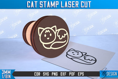 Cat Stamp Laser Cut | Teacher’s Stamp | Wooden Stamp | Children's Design | CNC File SVG Fly Design 
