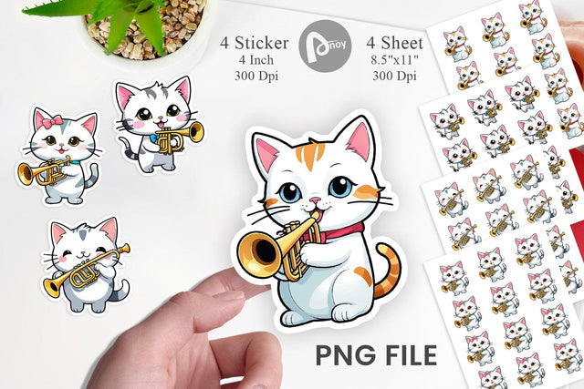 Cat Sticker New Year Sublimation artnoy 