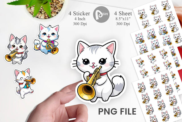 Cat Sticker New Year Sublimation artnoy 