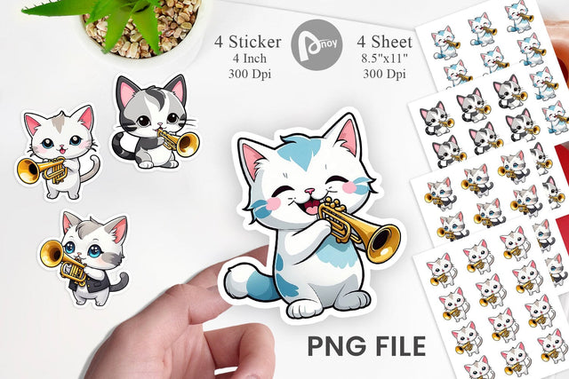 Cat Sticker New Year Sublimation artnoy 