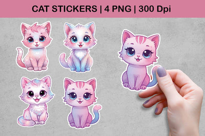 Cat Stickers | Cute Pastel Cat PNG Set Sublimation Paper Switch 