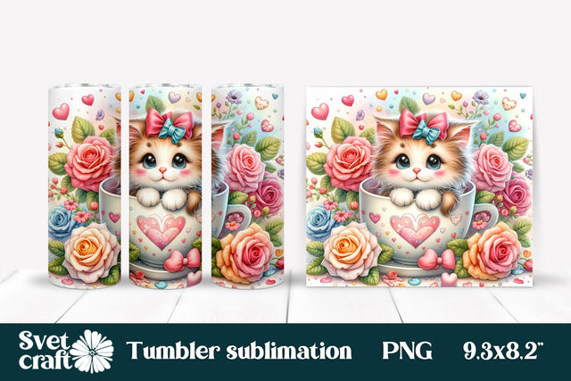 Cat sublimation tumbler design wrap 20 Oz Sublimation Svetana Studio 