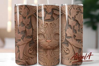 Cat sublimation tumbler / Tooled leather 3d tumbler design Sublimation Angelina Semenova 