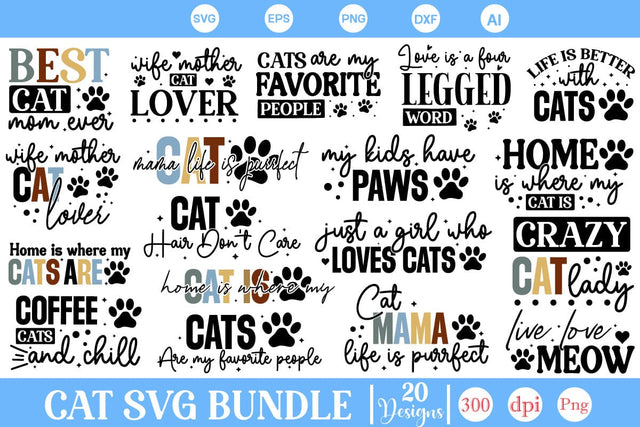 Cat SVG Bundle, Funny Cat SVG Bundle, Cat Lover SVG, SVGs,Quotes and Sayings,Food & Drink,On Sale, Print & Cut SVG DesignPlante 503 