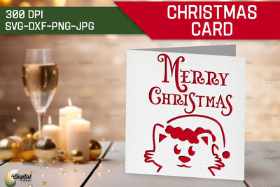 Cat SVG. Christmas Card Animal. Layered Papercut 3D Paper Evgenyia Guschina 