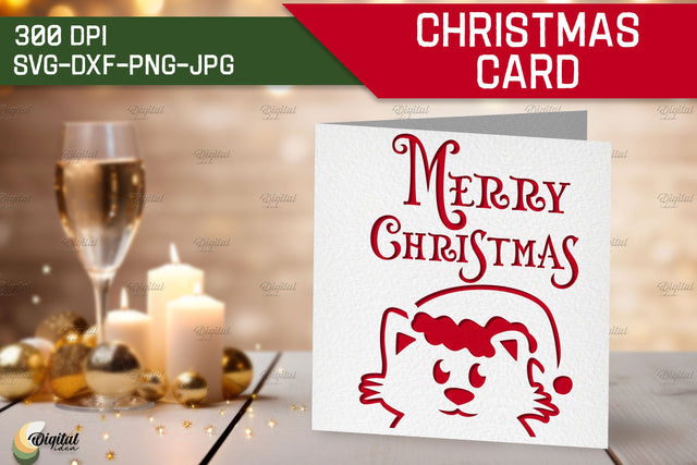 Cat SVG. Christmas Card Animal. Layered Papercut 3D Paper Evgenyia Guschina 