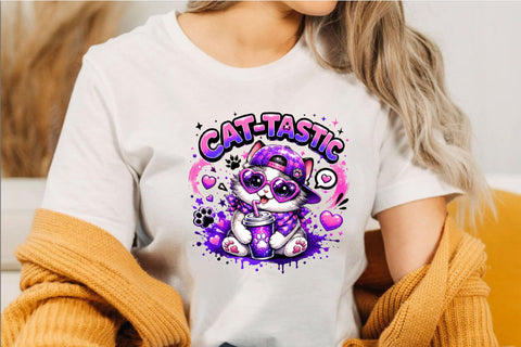 Cat-Tastic Cat Flowers Kids Png Sublimation SVGArt 