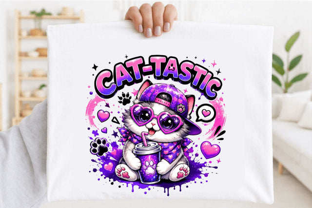 Cat-Tastic Cat Flowers Kids Png Sublimation SVGArt 