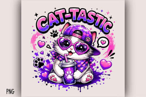 Cat-Tastic Cat Flowers Kids Png Sublimation SVGArt 