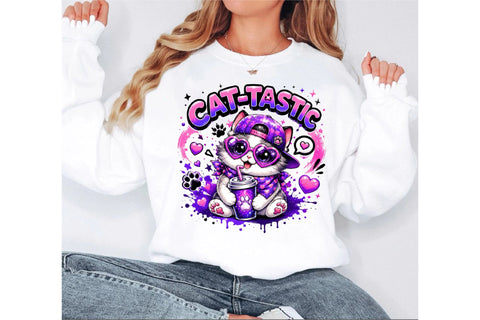 Cat-Tastic Cat Flowers Kids Png Sublimation SVGArt 