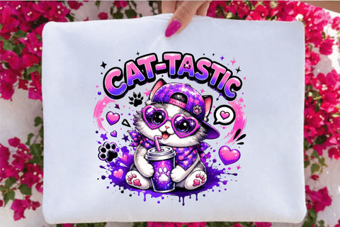 Cat-Tastic Cat Flowers Kids Png Sublimation SVGArt 