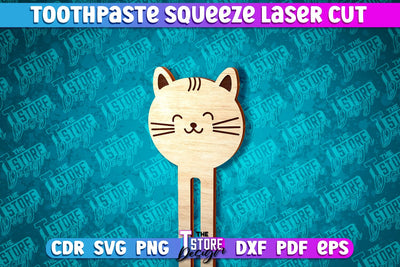 Cat Toothpaste Squeezer Laser Cut | Laser Cut SVG Design SVG The T Store Design 