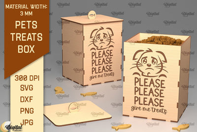 Cat Treats Box Laser Cut. Pets Treats Storage Box SVG SVG Evgenyia Guschina 