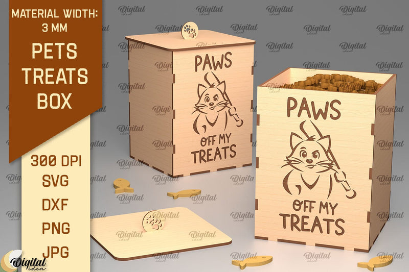 Cat Treats Box Laser Cut. Pets Treats Storage Box SVG SVG Evgenyia Guschina 