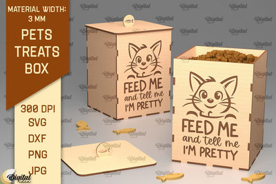 Cat Treats Box Laser Cut. Pets Treats Storage Box SVG SVG Evgenyia Guschina 