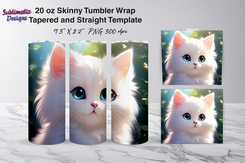 Cat Tumbler Wrap | 20 oz Skinny Tumbler Wrap Sublimation Design Sublimation Sublimatiz Designs 