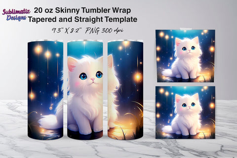 Cat Tumbler Wrap Sublimation PNG | 20 oz Skinny Tumbler Wrap Sublimation Design Sublimation Sublimatiz Designs 