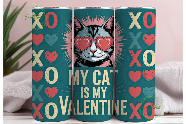 Cat Valentine 20oz Tumbler Wrap Sublimation PixelChick 