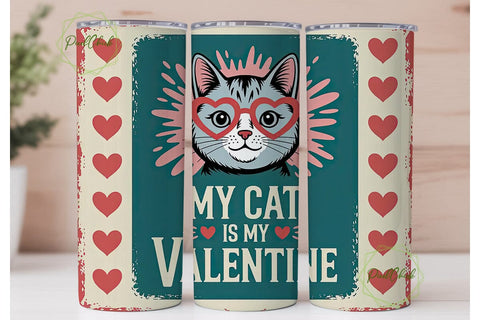 Cat Valentine 20oz Tumbler Wrap Sublimation PixelChick 