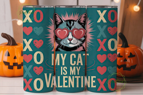 Cat Valentine 20oz Tumbler Wrap Sublimation PixelChick 