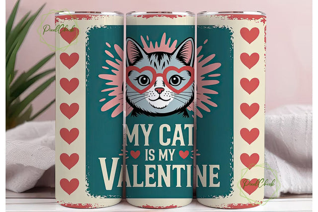 Cat Valentine 20oz Tumbler Wrap Sublimation PixelChick 