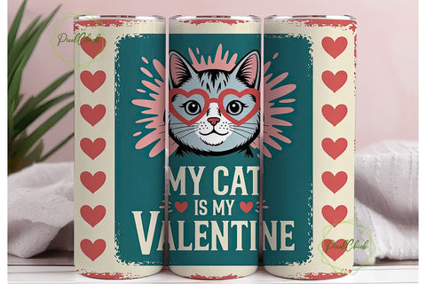 Cat Valentine 20oz Tumbler Wrap Sublimation PixelChick 