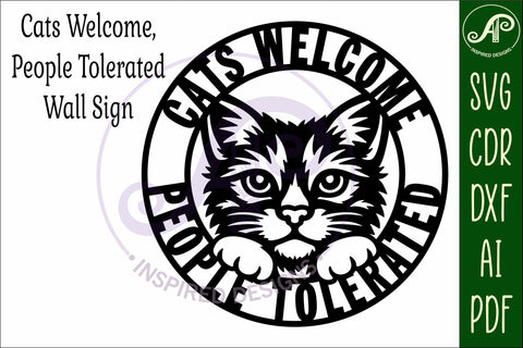 Cat Welcome Sign Cats Welcome People Tolerated Funny Cat SVG APInspireddesigns 