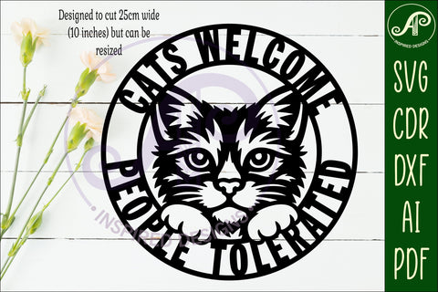 Cat Welcome Sign Cats Welcome People Tolerated Funny Cat SVG APInspireddesigns 