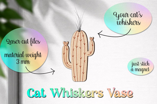 Cat whiskers vase magnet, Cat whiskers holder laser engrave SVG AnastasiyaArtDesign 
