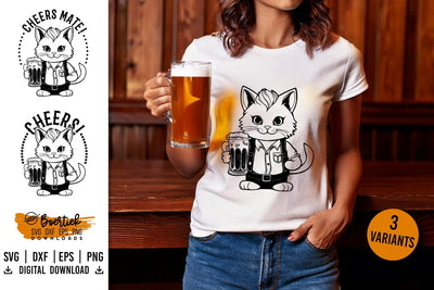 Cat with beer SVG file SVG Boertiek 