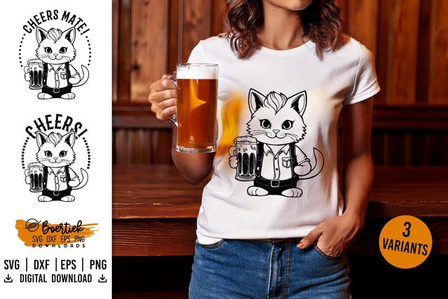 Cat with beer SVG file SVG Boertiek 