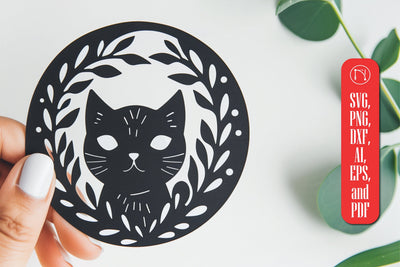 Cat with Leaves Card Paper Cut SVG SVG MD JOYNAL ABDIN 