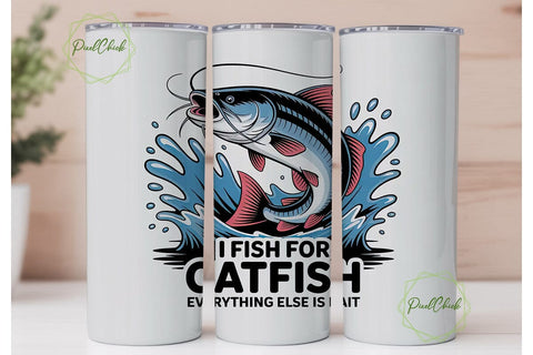 Catfish Fishing Tumbler Wrap Sublimation PixelChick 