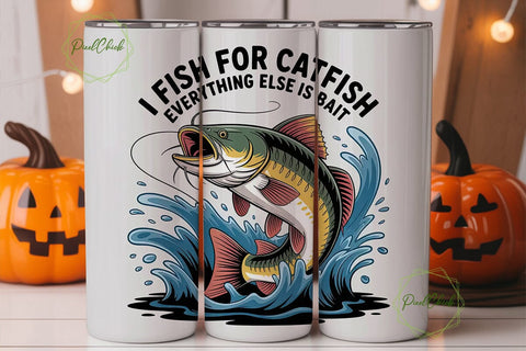 Catfish Fishing Tumbler Wrap Sublimation PixelChick 