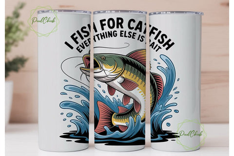 Catfish Fishing Tumbler Wrap Sublimation PixelChick 