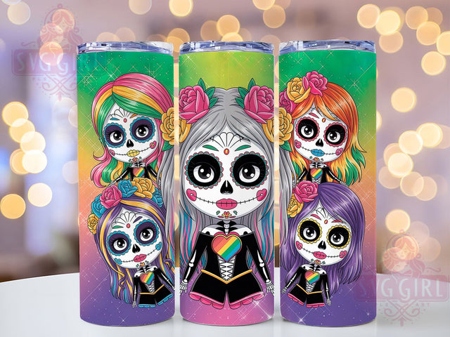 Catrina Day of the Dead Skull Tumbler, Day of the Dead Cup, 20Oz Sublimation Wrap, Dia de los Muertos Mug, Gothic Skull Drinkware, Mexican Skull Tumbler, Elegant Halloween Design Sublimation SvggirlplusArt 