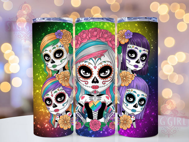 Catrina Day of the Dead Skull Tumbler, Day of the Dead Cup, 20Oz Sublimation Wrap, Dia de los Muertos Mug, Gothic Skull Drinkware, Mexican Skull Tumbler, Elegant Halloween Design Sublimation SvggirlplusArt 