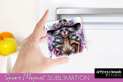 Catrina Magnet Sublimation - Halloween Magnet - Sugar Skull Sublimation OrangeBrushStudio 